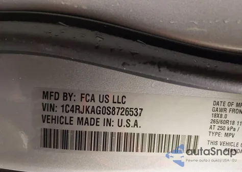 2025 Jeep Grand Cherokee L Altitude 4X4 from USA, damaged, VIN 1C4RJKAG0S8726537